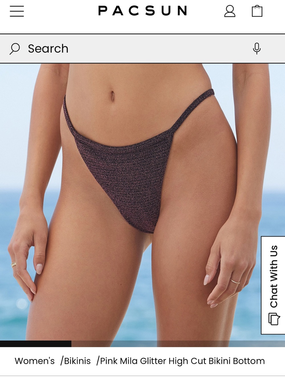 PacSun Pink Mila Glitter High-Cut Bikini Bottom